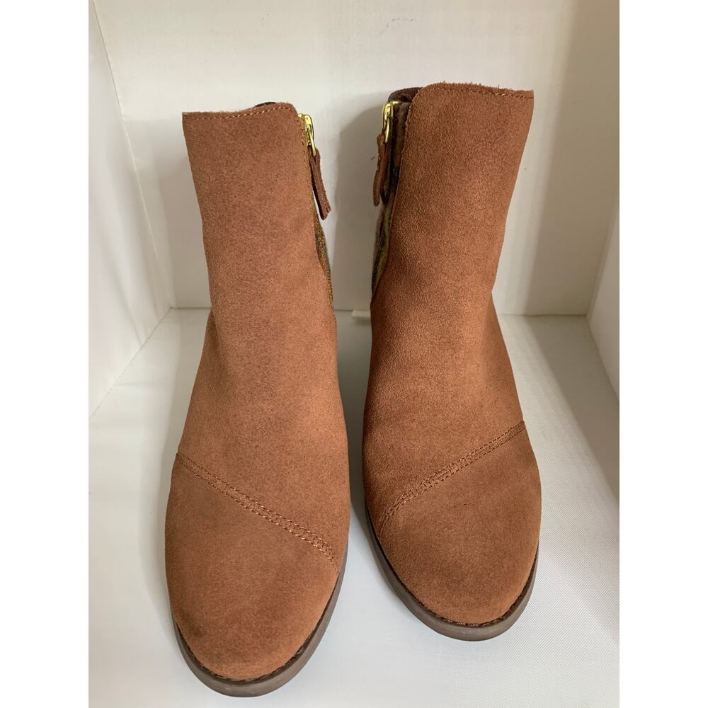 TOMS Women's 7 Sadie Bootie Dark Ember Suede/Plaid - Picture 7 of 9